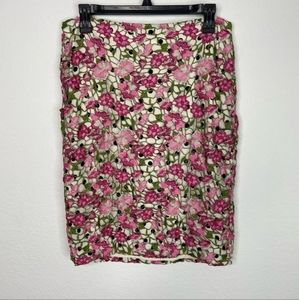 Beautiful floral embroidered polkadot underlay pencil skirt